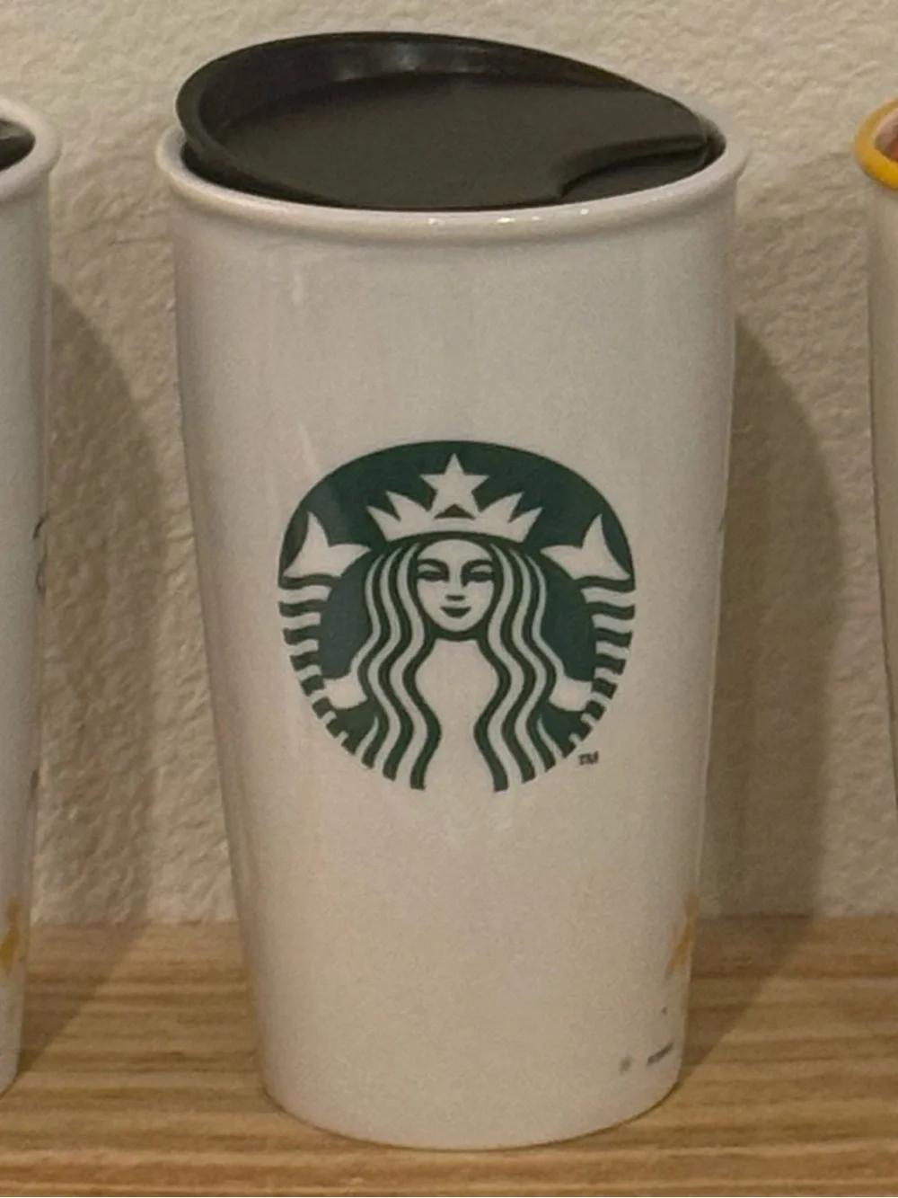Disney Parks Starbucks White Ceramic Tumbler Cup 12 oz With Lid